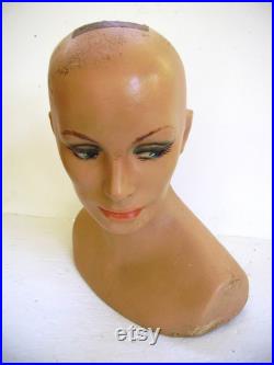 Vintage 1930's Lady Mannequin Head Store Display Manniquin Head Display Halloween Gypsy Hat Display Old Dept Store Mannequin Head