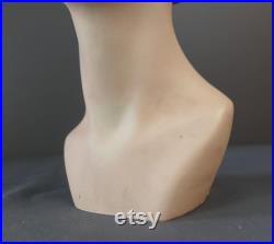 Vintage 1950s Mannequin Display Head for Store Counter, Small, 3 4 size, Jewelry, Plastic