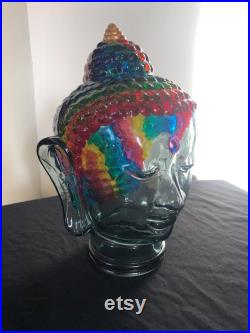 Vintage 1970 80 GLASS BUDDHA HEAD Shop Display sunglasses hat wig cap headphones