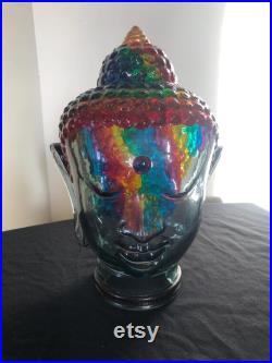 Vintage 1970 80 GLASS BUDDHA HEAD Shop Display sunglasses hat wig cap headphones