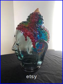 Vintage 1970 80 GLASS BUDDHA HEAD Shop Display sunglasses hat wig cap headphones