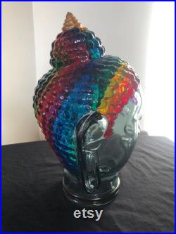 Vintage 1970 80 GLASS BUDDHA HEAD Shop Display sunglasses hat wig cap headphones