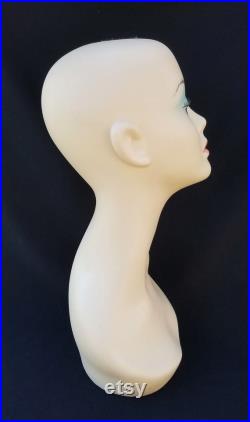 Vintage 1970-80's French Wig Mannequin,Wig Display Stand,Vintage French Shop Display,Mannequin Bust,Vintage Boudior Decor,1970's Home Decor