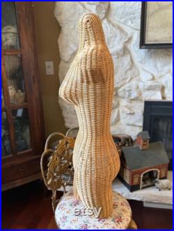 Vintage 1970s 80s Wicker Dress Form Mannequin Female Form