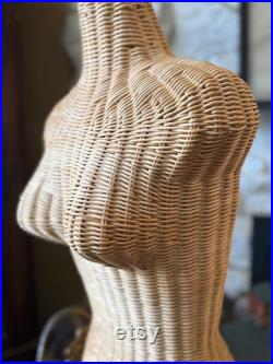 Vintage 1970s 80s Wicker Dress Form Mannequin Female Form