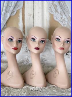 Vintage 3x Christian Dior Wig Head Hat Head Mannequin Display Head