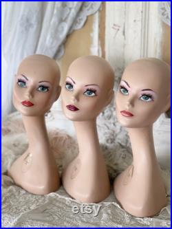 Vintage 3x Christian Dior Wig Head Hat Head Mannequin Display Head