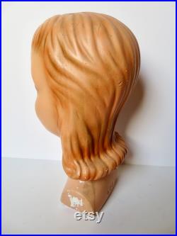 Vintage 40s 50s Plaster Young Woman's Teenage Girl Mannequin Head Millinery Bust Blonde Shoulders Numbered Hat Display Mid Century MCM Chalk