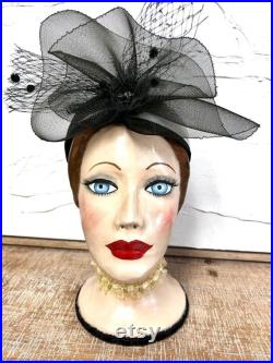 Vintage 40s look Female Mannequin Head Bust Hat Display Paper Mache OOAK