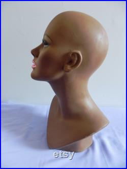 Vintage 60s 70s Mannequin Head Mod Makeup Dark Skin