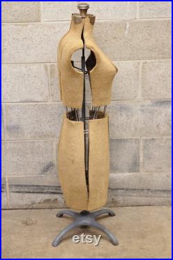Vintage Acme Adjustable Dress Form Mannequin Size A on Iron Stand