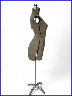 Vintage Acme Adjustable Dress Form on Metal Stand Tailors Mannequin, Fashion Display Adjustable Height, Sewing Room Decor