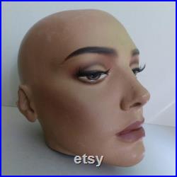 Vintage Adel Rootstein model BB9 Mannequin Head, 1980s Real Size with Black Lace Vintage Hat