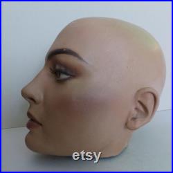Vintage Adel Rootstein model BB9 Mannequin Head, 1980s Real Size with Black Lace Vintage Hat