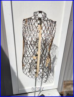Vintage Adjustable Wire Dress Form with Stand Circa 1950s Model A