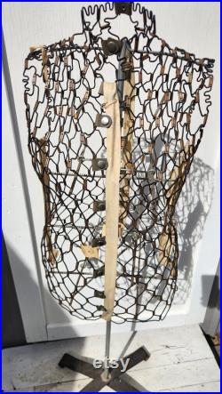 Vintage Adjustable Wire Dress Form with Stand Circa 1950s Model A