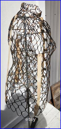 Vintage Adjustable Wire Dress Form with Stand Circa 1950s Model A