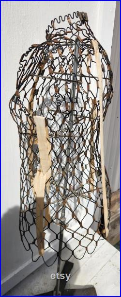 Vintage Adjustable Wire Dress Form with Stand Circa 1950s Model A