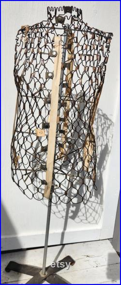 Vintage Adjustable Wire Dress Form with Stand Circa 1950s Model A