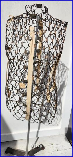 Vintage Adjustable Wire Dress Form with Stand Circa 1950s Model A