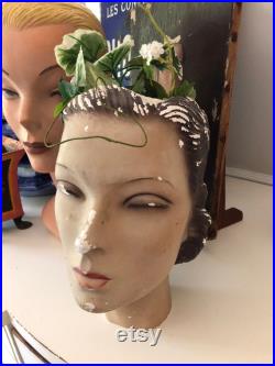 Vintage Antique Mannequin Head Cut Out Top Display