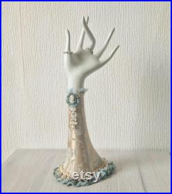 Vintage Arm Hand Shop Mannequin Ring Display With Decorated Ornate Sleeve