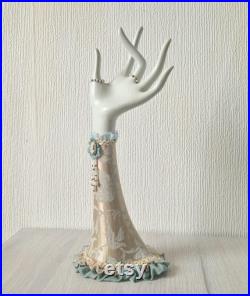 Vintage Arm Hand Shop Mannequin Ring Display With Decorated Ornate Sleeve