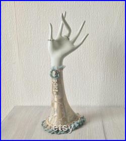 Vintage Arm Hand Shop Mannequin Ring Display With Decorated Ornate Sleeve