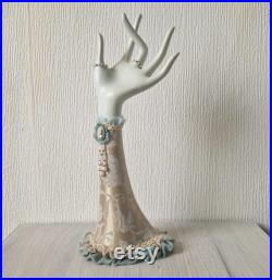 Vintage Arm Hand Shop Mannequin Ring Display With Decorated Ornate Sleeve