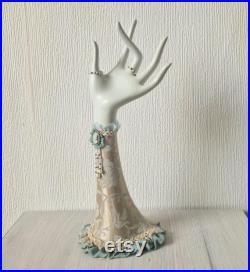 Vintage Arm Hand Shop Mannequin Ring Display With Decorated Ornate Sleeve