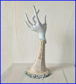 Vintage Arm Hand Shop Mannequin Ring Display With Decorated Ornate Sleeve
