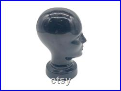 Vintage Black Ceramic Mannequin Head Manikin Head Dummy Head Head of Mannequin, 70s