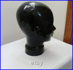 Vintage Black Glass Head Mannequin Made in Spain