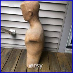 Vintage Burlap Fiberglass Male Mannequin Torso Head Faceless Modern Funky Decor