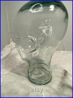 Vintage Clear Glass Mannequin Head, Display Authentic Full Size Head, Hat Display, Wig Holder Product Display