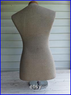 Vintage Curlee Clothes Store Display Fabric Covered Male Torso Mannequin Dress Form Photo Prop Halloween Decor