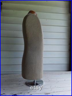 Vintage Curlee Clothes Store Display Fabric Covered Male Torso Mannequin Dress Form Photo Prop Halloween Decor