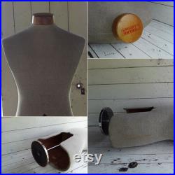 Vintage Curlee Clothes Store Display Fabric Covered Male Torso Mannequin Dress Form Photo Prop Halloween Decor