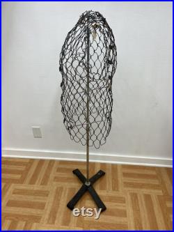 Vintage DRESS FORM Adjustable Metal Base Stand industrial mannequin female full