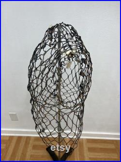 Vintage DRESS FORM Adjustable Metal Base Stand industrial mannequin female full