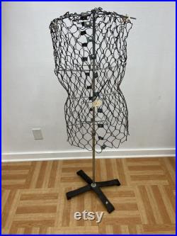 Vintage DRESS FORM Adjustable Metal Base Stand industrial mannequin female full
