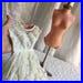 Vintage Doll Mannequin with Lace Wedding Dress in Miniature Size. Great for Display. Plastic Doll Torso Mannequin and Long White Dress.