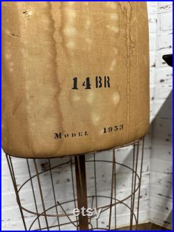 Vintage Dress Form, J.R. Bauman, Cast Iron Bast, Cage Form, Size 14, Model 1953 (OD-A051)