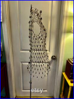 Vintage Dritz My Double Dress Form 1940-50s Plastic Coated Wire Mesh Fitted Corset and Adjustable Rod, Seamstress Sewing Crafting Mannequin