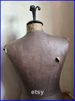 Vintage Dummy Mannequin Tailor Cardboard Wood Support Stander Paspop Couturier 1930s Europe Stockman Paris