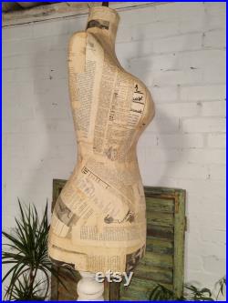 Vintage European Decoupage Shop Display Dress Makers Mannequin Tailors Dummy