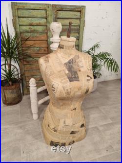 Vintage European Decoupage Shop Display Dress Makers Mannequin Tailors Dummy