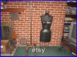 Vintage Fabulous 34x24x35 Standing Store Display Dress Form Mannequin with Cast Iron Clawfoot Base