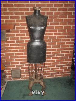 Vintage Fabulous 34x24x35 Standing Store Display Dress Form Mannequin with Cast Iron Clawfoot Base