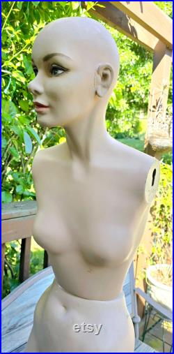 Vintage Female Full Kneeling Mannequin Torso and Legs, no Arms, Head Dress Form, Wig Holder, Hat Holder, Sunglasses Holder